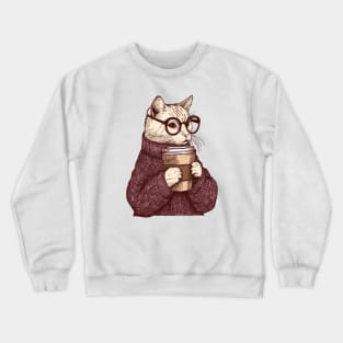 Sophisticated Coffee Cat Crewneck Sweatshirt